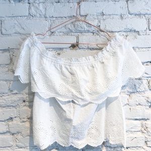 Off the should white lace top